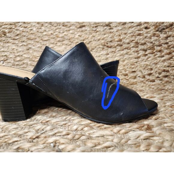 Liz Claiborne Black Open Toe Purse Mules Size 9.5 M Slip On 3" Heels - Picture 10 of 10